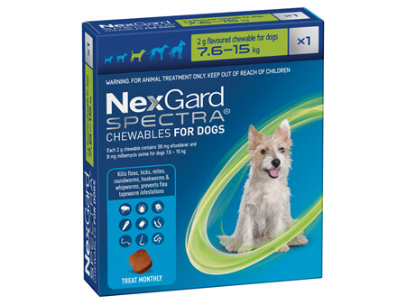 1pk NEXGARD SPECTRA chew for dogs 7.6-15kg