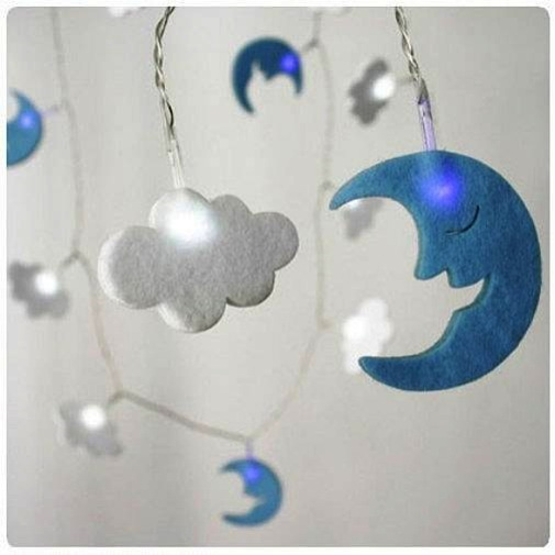 3m Cloud and Moon Battery String Fairy Lights - White - Party Lights Company