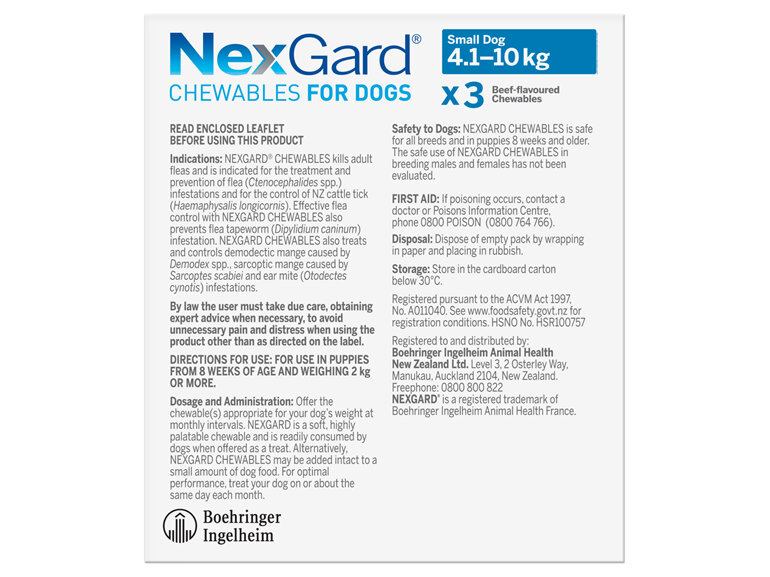 3pk NEXGARD chew for dogs 4.1-10 kg
