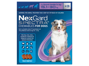 3pk NEXGARD SPECTRA chew for dogs 15.1-30 kg