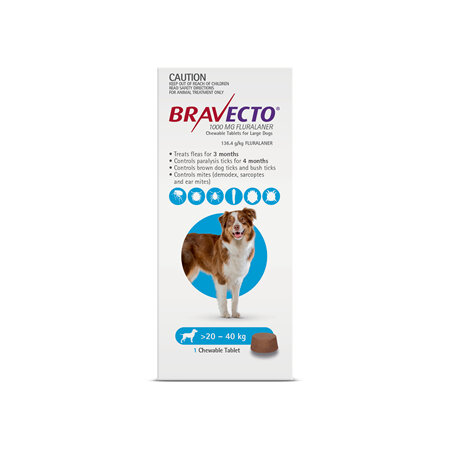 Bravecto Chew for Large Dogs 20 - 40kg - Blue - 3 month pack