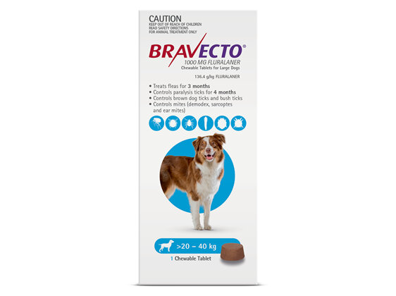 Bravecto Chew for Large Dogs 20 - 40kg - Blue - 3 month pack