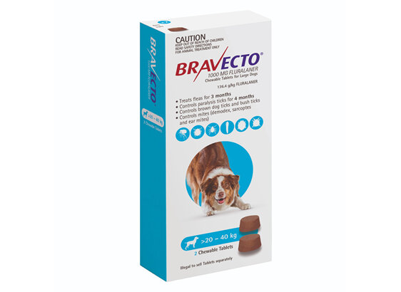 Bravecto Chew for Large Dogs 20 - 40kg - Blue - 6 month pack