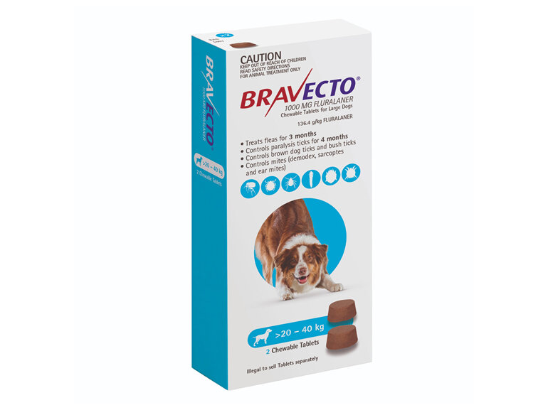 Bravecto Chew for Large Dogs 20 - 40kg - Blue - 6 month pack