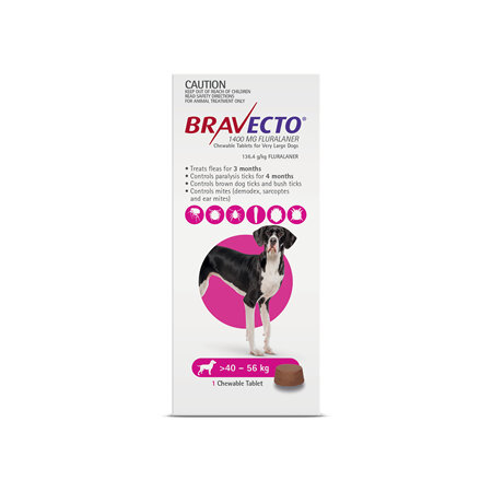 Bravecto Chew for  Very Large Dogs 40 - 56kg - Pink - 3 month pack