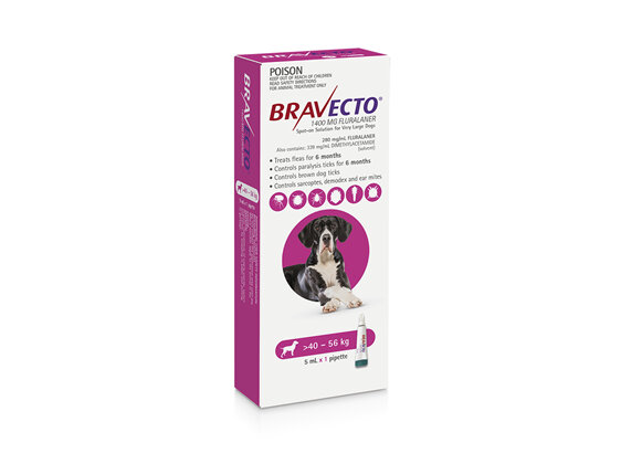 Bravecto Spot-on for Very Large Dogs 40 - 56kg - Pink - 6 month pack