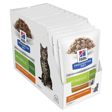 Hill's Prescription Diet Metabolic Weight Loss & Maintenance Cat Food Pouches 12x85g