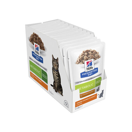 Hill's Prescription Diet Metabolic Weight Loss & Maintenance Cat Food Pouches 12x85g