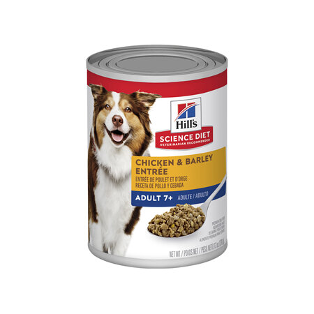 Hill's Science Diet Adult 7+ Chicken & Barley Entrée Canned Wet Dog Food, 370g, 12 Pack