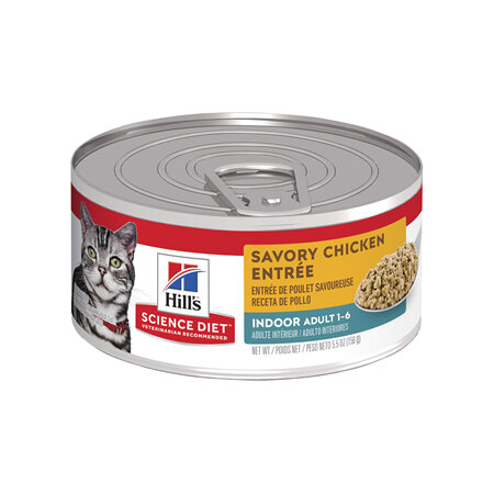 Hill's Science Diet Adult Indoor Savory Chicken Entrée Canned Wet Cat Food, 156g, 24 Pack