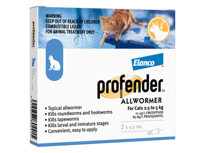 Profender™ AllWormer for Cats  2.5 - 5kg,  2 pack
